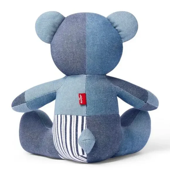 Set of 2-LEVIS Limited Edition Patchwork Teddy Bear Plush Denim Blue NWT - Picture 2 of 9